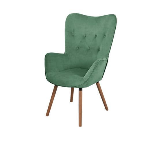 Fauteuil à Oreilles Cleo Vert En Polyester (53 X 107 X 70 Cm)