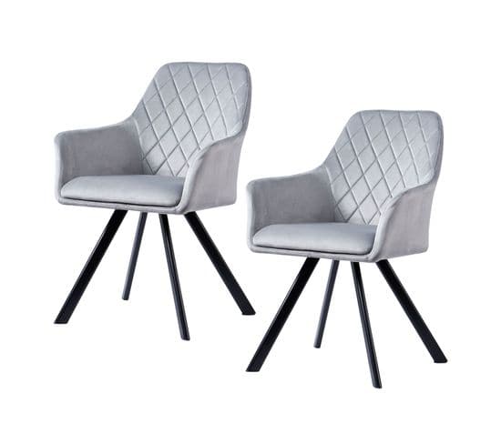 Lot De 2 Chaises De Salle A Manger Mason Gris En Velours 58 x 60 x 85 Cm