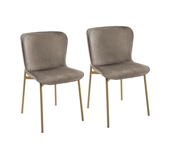 Lot De 2 Chaises De Salle A Manger Taupe En Velours 50 x 50 x 81 cm