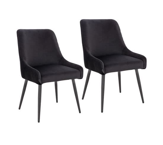 Lot De 2 Fauteuil De Table Isabelle Noir En Métal (50 X 55 X 81 Cm)