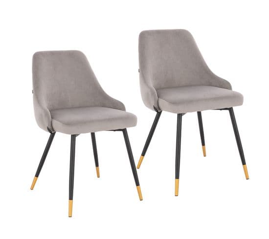 Lot De 2 Fauteuil De Table Alice Gris En Polyester (50 X 55 X 81 Cm)