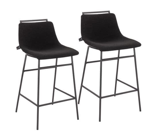 Lot De 2 Tabourets Camille Noir En Tissu 50 x 44 x 91 Cm