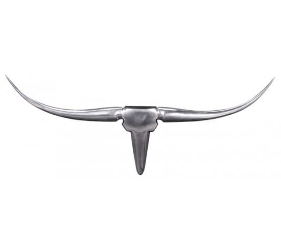 Bull Antlers Décoration Murale 74cm Sud Large Aluminium En Aluminium Bois De Mur D'argent