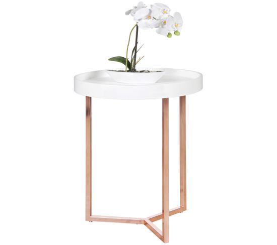 Table Basse Bois Métal Ø 40 cm Table D'appoint Table De Salon Rond Design