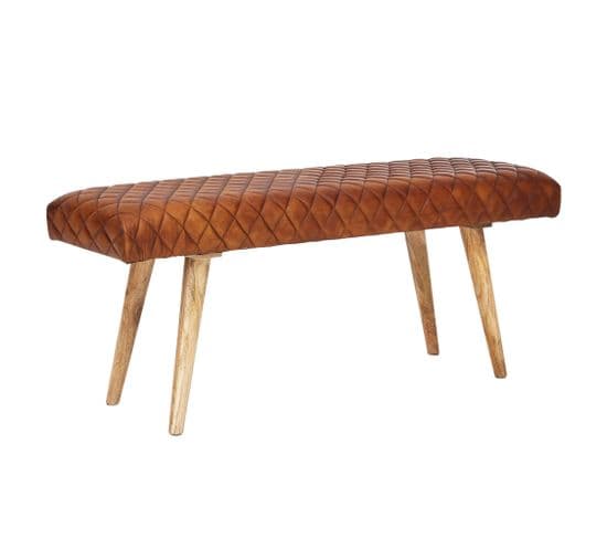 Banc En Cuir Véritable 115 Cm Springbok Banc En Cuir Banc De Couloir Banc En Bois Massif