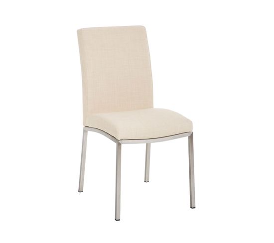 Chaise Grenoble Revêtement Tissu Avec Pieds En Acier Inoxydable Crème