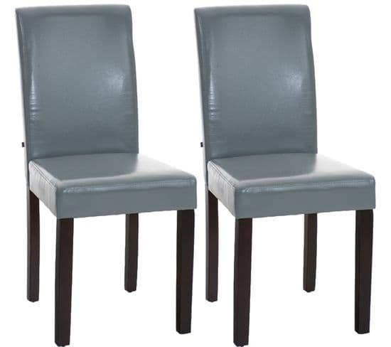 Lot De 2 Chaises De Salle À Manger Ina Similicuir Avec Pieds En Bois Gris/marron Foncé