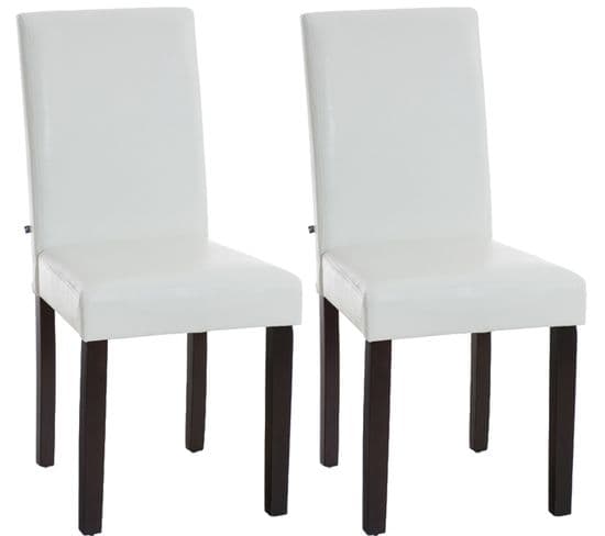 Lot De 2 Chaises De Salle À Manger Ina Similicuir Avec Pieds En Bois Blanc /marron Foncé