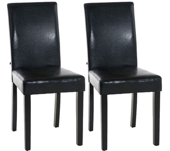 Lot De 2 Chaises De Salle À Manger Ina Similicuir Avec Pieds En Bois Noir /noir