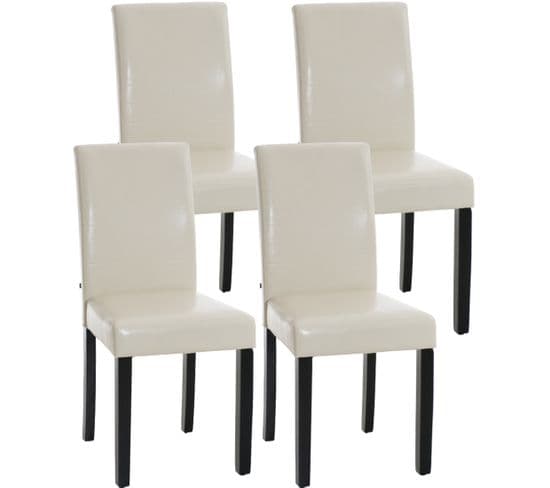 Lot De 4 Chaises De Salle À Manger Ina Similicuir Avec Pieds En Bois Crème/noir