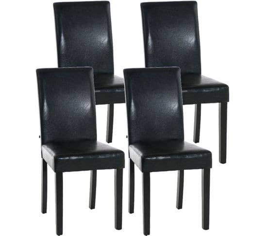 Lot De 4 Chaises De Salle À Manger Ina Similicuir Avec Pieds En Bois Noir /noir