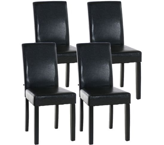 Lot De 4 Chaises De Salle À Manger Ina Similicuir Avec Pieds En Bois Marron/noir