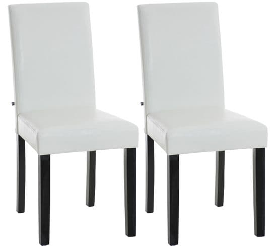 Lot De 2 Chaises De Salle À Manger Ina Similicuir Avec Pieds En Bois Blanc /noir