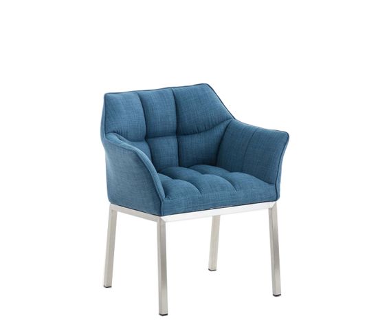 Chaise De Salle À Manger Octavia Tissu Bleu/acier Inoxydable