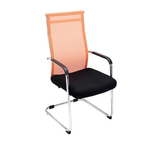 Chaise Cantilever Brenda Avec Revétement En Maille Et Pied Luge En Métal Orange