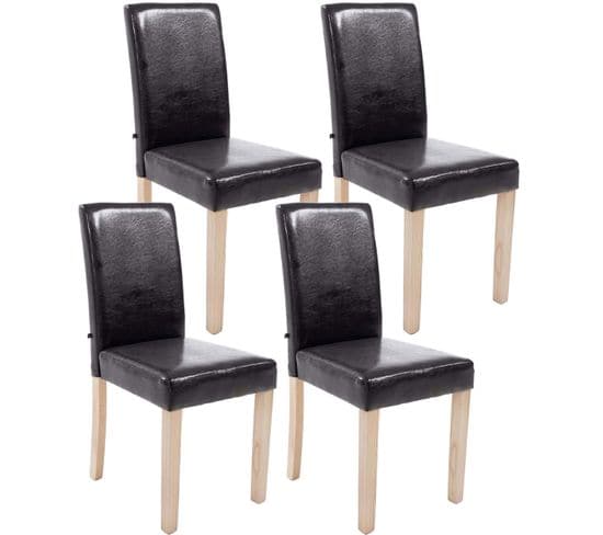 Lot De 4 Chaises De Salle À Manger Ina Similicuir Avec Pieds En Bois Marron/nature