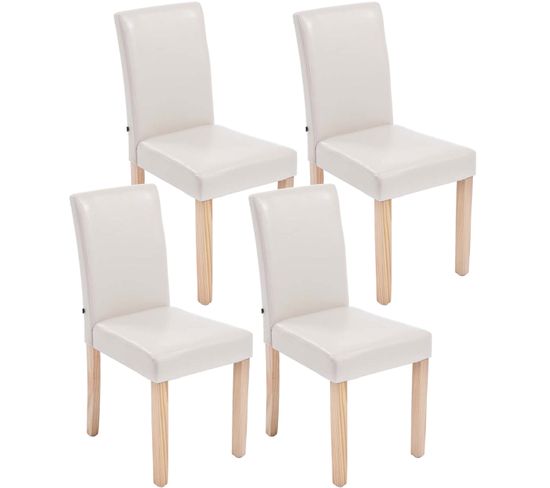 Lot De 4 Chaises De Salle À Manger Ina Similicuir Avec Pieds En Bois Crème/nature