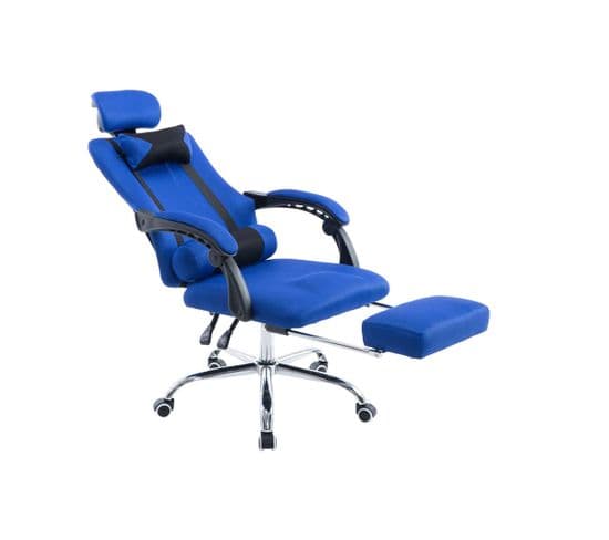 Fauteuil De Bureau Fellow Avec Repose-pieds Intégré Bleu