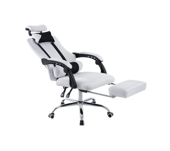 Fauteuil De Bureau Fellow Avec Repose-pieds Intégré Blanc