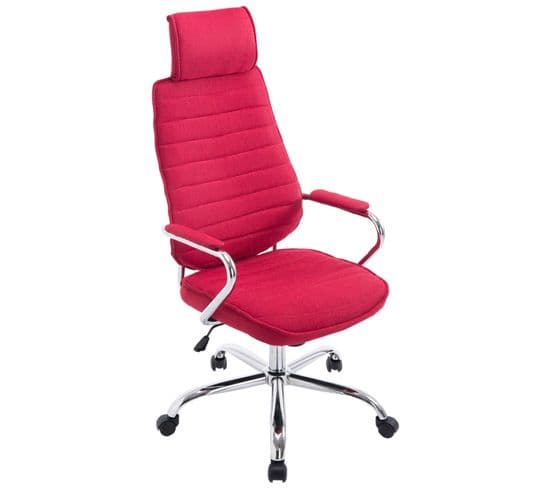 Fauteuil De Bureau Rako Tissu Rouge