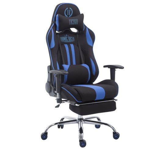 Fauteuil De Bureau Racing Limit Tissu Avec Ou Sans Repose-pieds Noir / Bleu/avec Repose-pieds