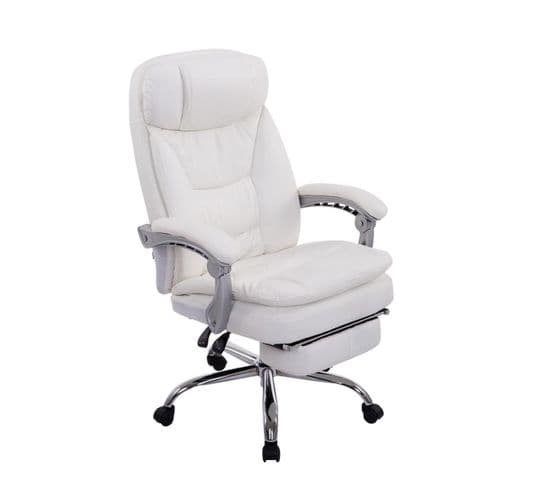 Fauteuil De Bureau Xl Troy Similicuir Blanc