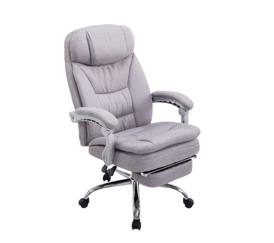 Fauteuil De Bureau Troy En Tissu Avec Repose-pieds Gris