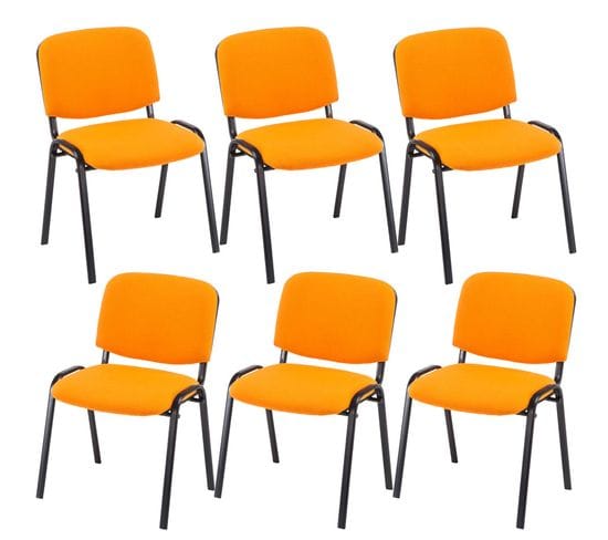 Lot De 6 Chaises Visiteur Empilables Ken En Tissu Orange