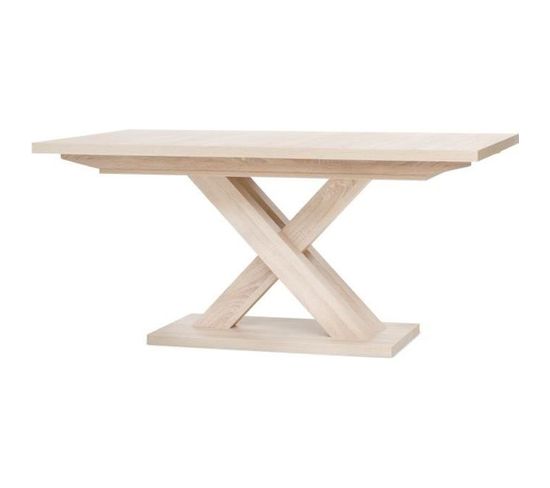 Table Extensible Mélaminé - Style Contemporain - Pieds Central En Croix - L 160 à 200 Cm - Avant