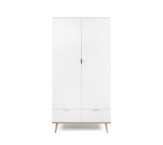 Armoire GOTEBORG 2 portes 2 tiroirs blanc