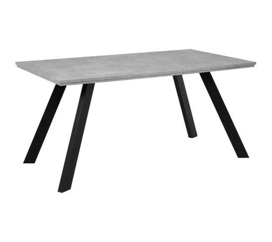 Table à Manger Seule Konstanz 6 à 8 Personnes Mélaminé Béton Et Noir L160 X H75 X P90 Cm