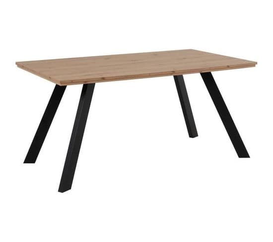 Table à Manger Konstanz - Décor Chêne Artisan Et Noir - 8 Personnes - L160 X H75 X P90 Cm