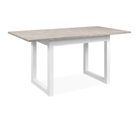 Table Extensible Houston 80b - 120-160 X 75 X 80 Cm - Plateau Effet Travertin - 8 Personnes