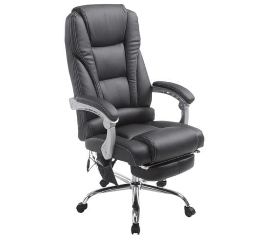 Fauteuil De Bureau Pacific En Similicuir Avec Une Fonction Massage Noir