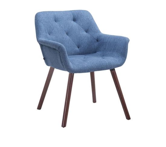 Chaise De Salle À Manger Cassidy En Tissu Bleu/noyer