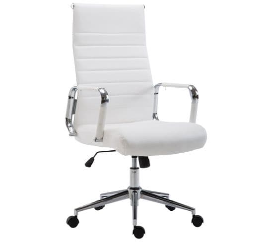 Fauteuil De Bureau Kolumbus Similicuir Blanc