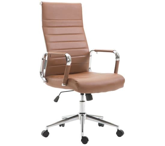 Fauteuil De Bureau Kolumbus Similicuir Marron Clair