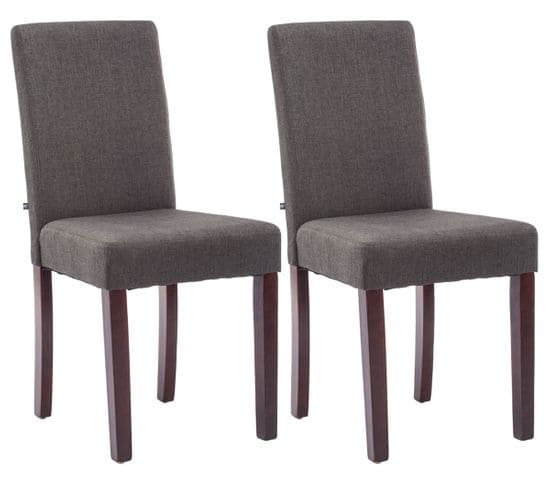 Lot De 2 Chaises De Salle À Manger Ina Tissu Avec Pieds En Bois Gris Foncé/cappuccino