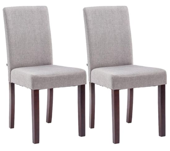 Lot De 2 Chaises De Salle À Manger Ina Tissu Avec Pieds En Bois Gris Clair/cappuccino