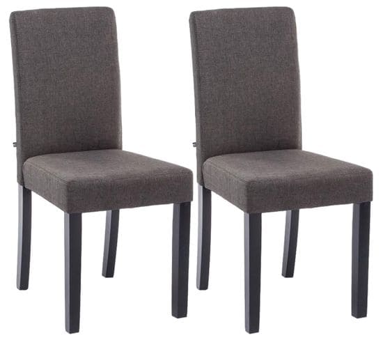 Lot De 2 Chaises De Salle À Manger Ina Tissu Avec Pieds En Bois Gris Foncé/noir