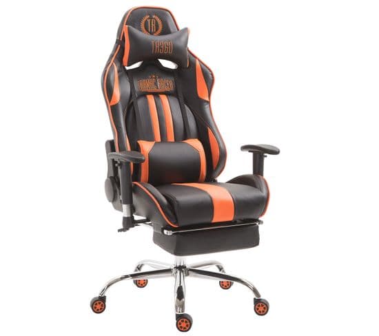 Fauteuil De Bureau Limit Similicuir Avec Repose-pieds Téléscopique Noir / Orange