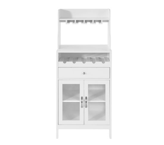 Buffet Commode Armoire De Rangement Avec Porte-bouteilles Casier À Bouteilles Range, Fsb24-w