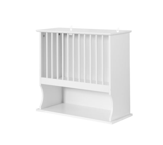 Porte-assiettes Murale Meuble De Rangement D'assiettes Mural - Avec 1 Étagère – Blanc, Kcr04-w