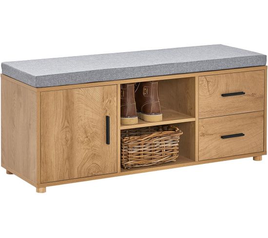 Banc De Rangement À Chaussure Avec Coussin Rembourré 2 Compartiments 1 Porte Et 2 Tiroirs, Fsr148-n