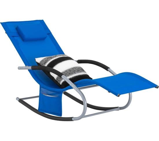 Bain De Soleil Chaise Longue Appui-tête Et Pochette Latérale Et Repose-pieds, Ogs28-kb