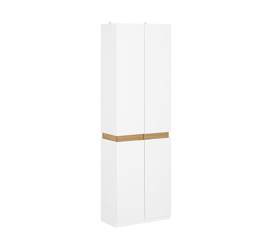 Placard Chambre Adulte Armoire Dressing, 1 Penderie, 2 Portes, 5 Compartiments, Blanc, Ksb01-w