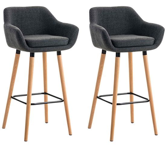 Lot De 2 Tabourets De Bar Grant En Tissu Gris Foncé