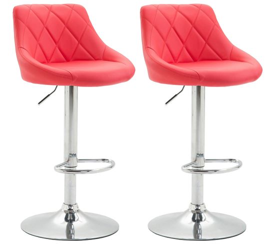 Lot De 2 Tabourets De Bar Lazio Similicuir Rouge