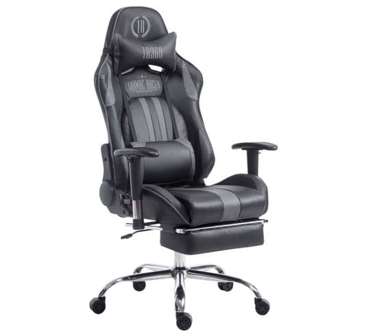 Fauteuil De Bureau Gamer Limit V2 En Similicuir Noir / Gris/avec Repose-pieds