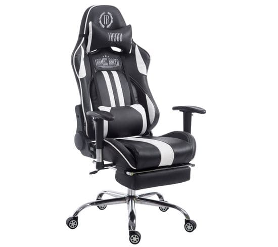 Fauteuil De Bureau Gamer Limit V2 En Similicuir Noir / Blanc/avec Repose-pieds